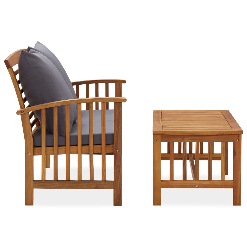 Set Divani da Giardino 2 pz con Cuscini in Massello di Acacia | homemem39