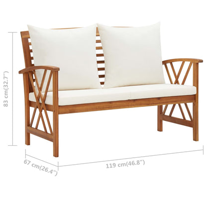 Panca da Giardino con Cuscini 119 cm in Massello Acacia - homemem39