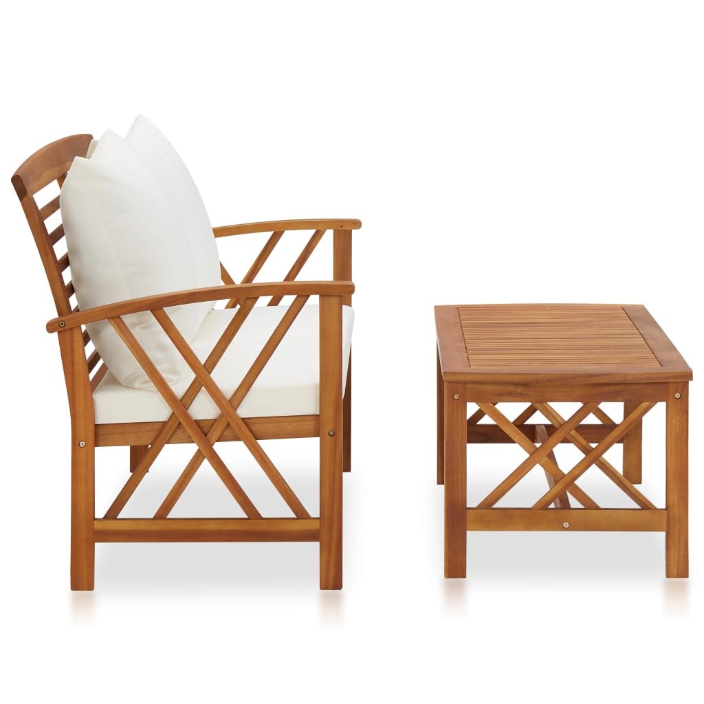 Set Divani da Giardino 2 pz con Cuscini in Massello di Acacia | homemem39