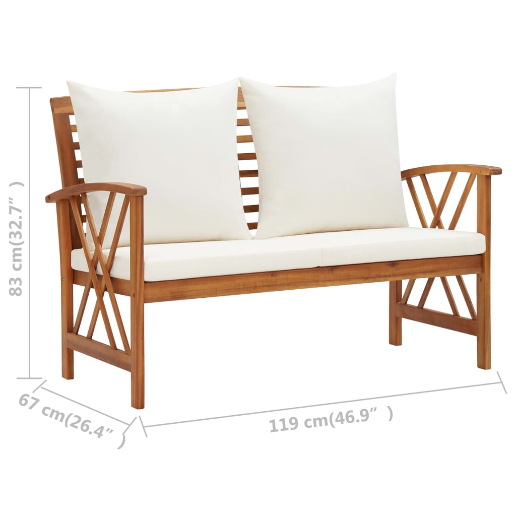 Set Divani da Giardino 2 pz con Cuscini in Massello di Acacia | homemem39