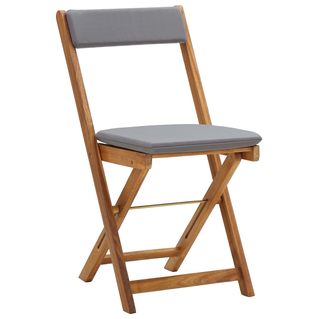 Set da Bistrot 3 pz Pieghevole con Cuscini Massello di Acacia - homemem39