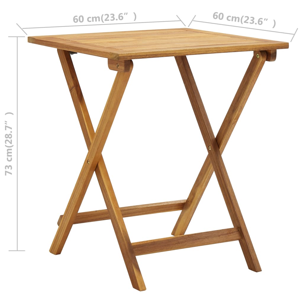 Set da Bistrot 3 pz Pieghevole con Cuscini Massello di Acacia - homemem39