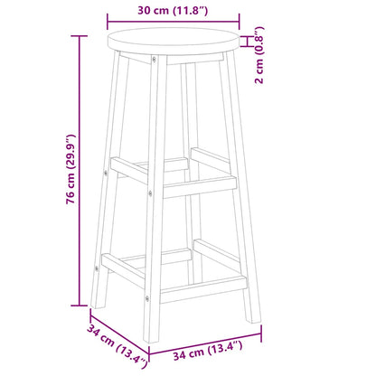 Sgabelli da Bar 4 pz in Legno Massello di Acacia