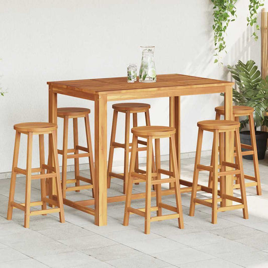 Sgabelli da Bar 6 pz in Legno Massello di Acacia | homemem39