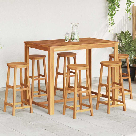 Sgabelli da Bar 6 pz in Legno Massello di Acacia - homemem39