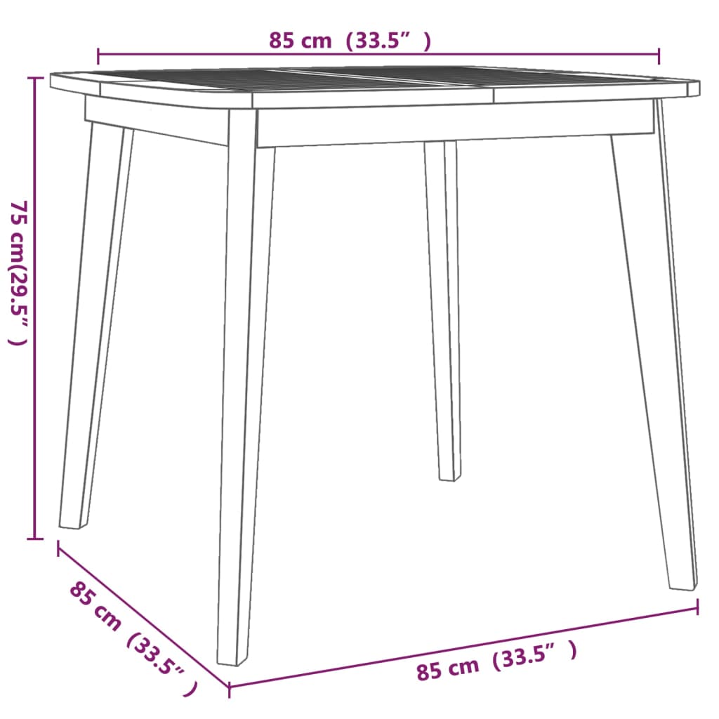 Tavolo da Giardino 85x85x75 cm Legno Massello di Acacia