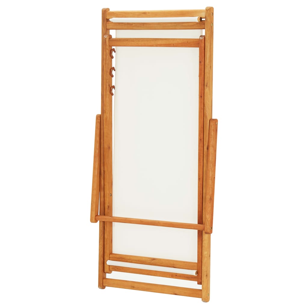 Sedia da Spiaggia Legno di Eucalipto e Tessuto Bianco Crema | homemem39
