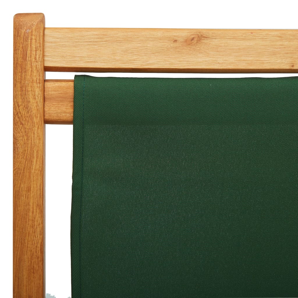 Sdraio Pieghevole in Legno di Eucalipto e Tessuto Verde - homemem39