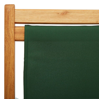 Sdraio Pieghevole in Legno di Eucalipto e Tessuto Verde - homemem39