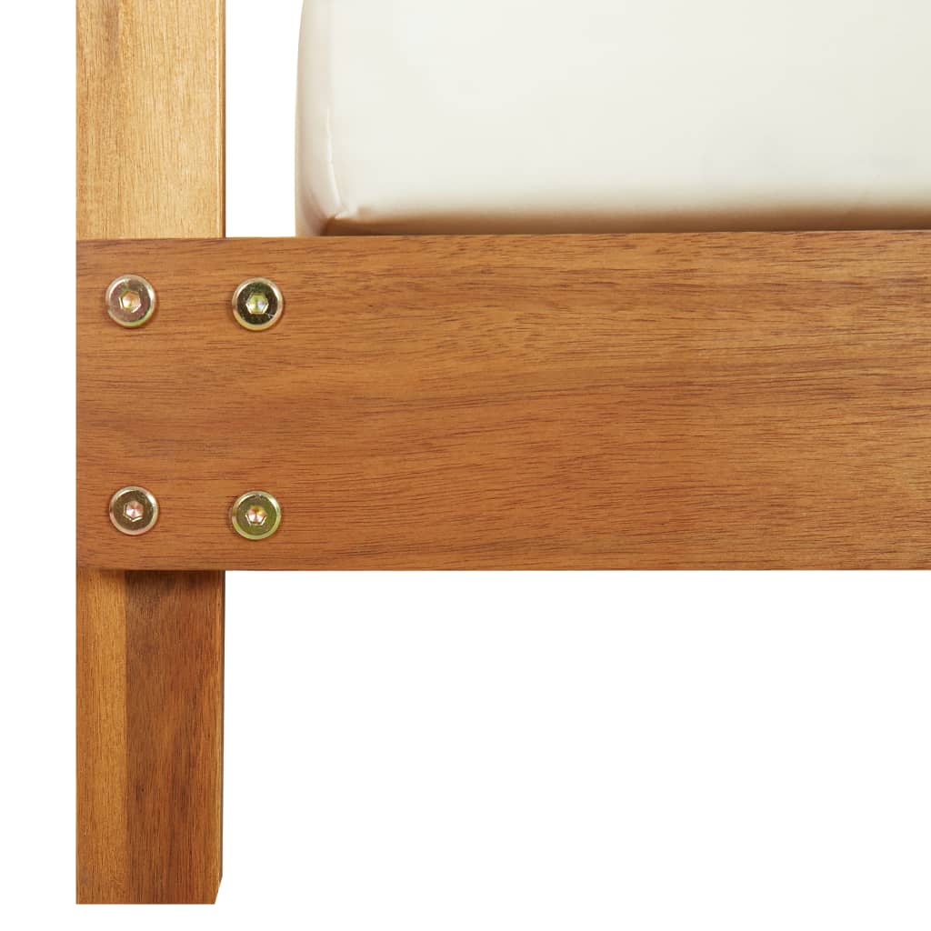 Lettino Prendisole Doppio con Tende e Cuscini in Legno Acacia | homemem39