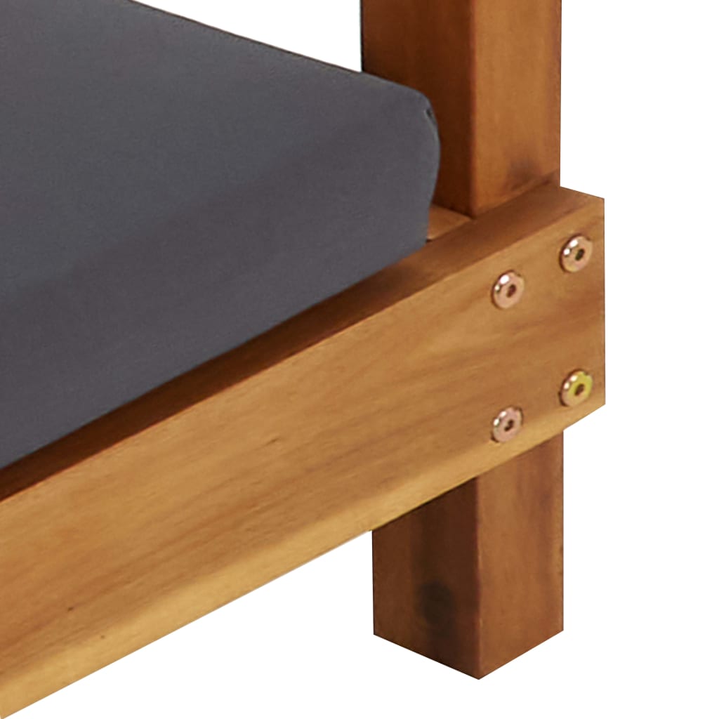 Lettino Prendisole Doppio con Tende e Cuscini in Legno Acacia | homemem39