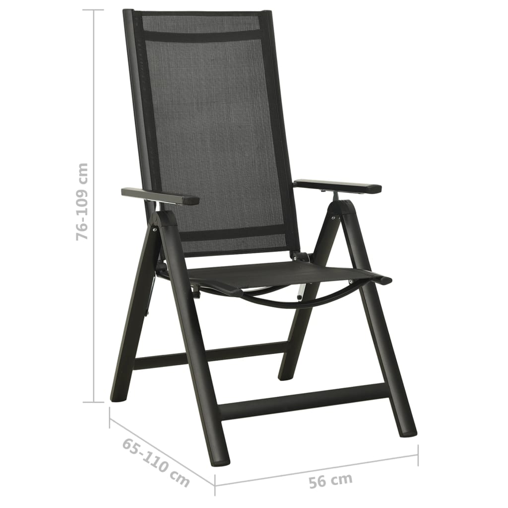 Sedie Giardino Pieghevoli 2 pz Textilene e Alluminio Nere - homemem39
