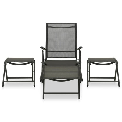 Set Divani da Giardino 3 pz in Textilene e Alluminio Nero | homemem39