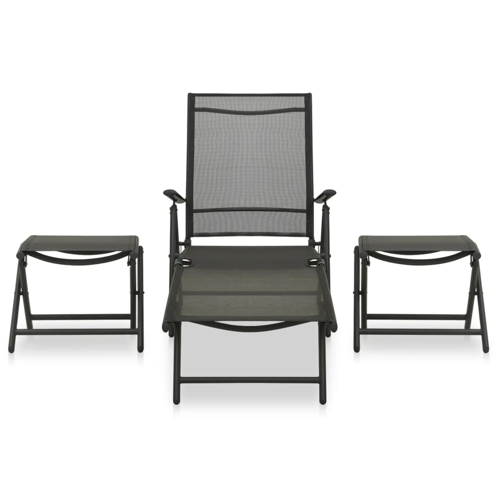 Set Divani da Giardino 3 pz in Textilene e Alluminio Nero - homemem39