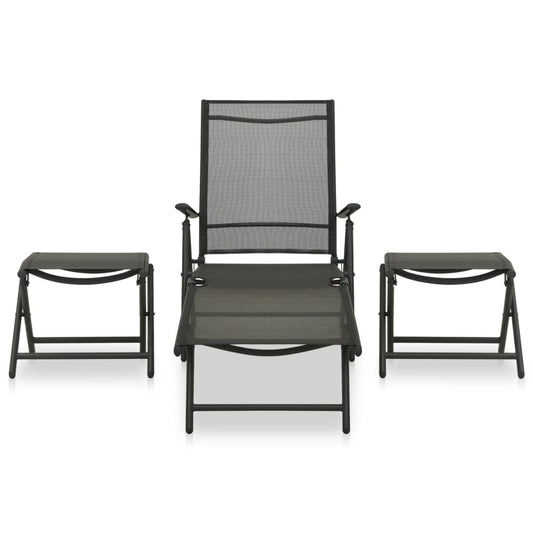 Set Divani da Giardino 3 pz in Textilene e Alluminio Nero - homemem39