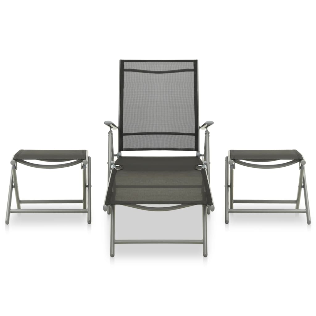 Set Divani da Giardino 3 pz in Textilene e Alluminio Argento | homemem39