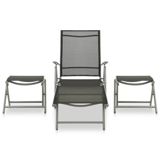 Set Divani da Giardino 3 pz in Textilene e Alluminio Argento - homemem39