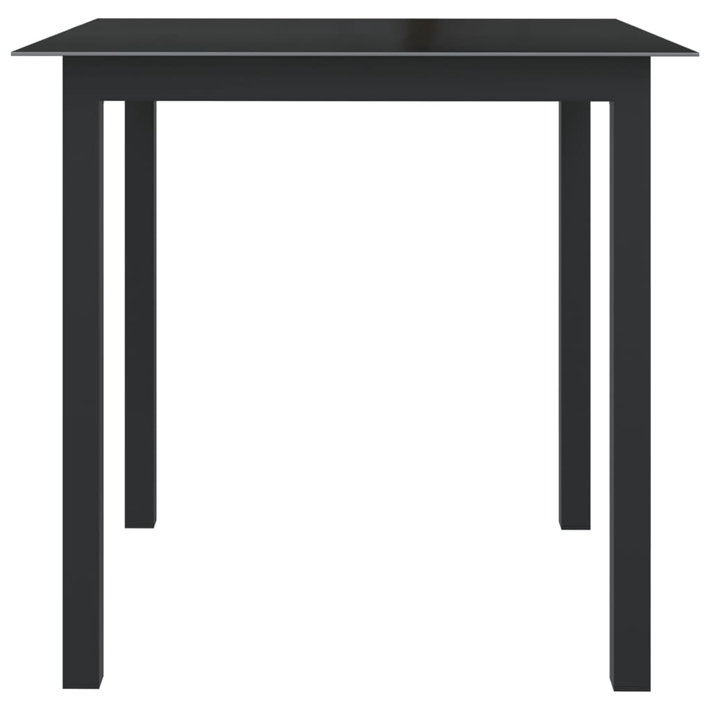 Tavolo da Giardino Nero 80x80x74 cm in Alluminio e Vetro | homemem39