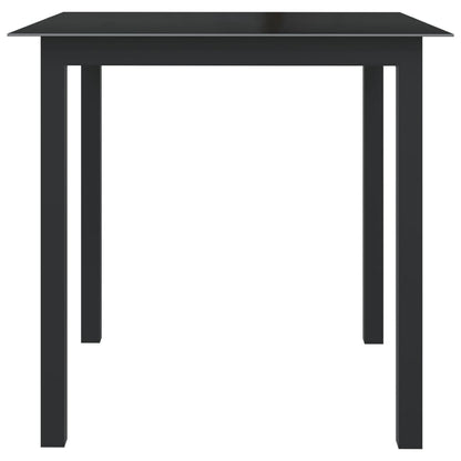 Tavolo da Giardino Nero 80x80x74 cm in Alluminio e Vetro | homemem39