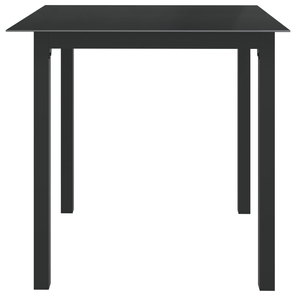 Tavolo da Giardino Nero 80x80x74 cm in Alluminio e Vetro | homemem39