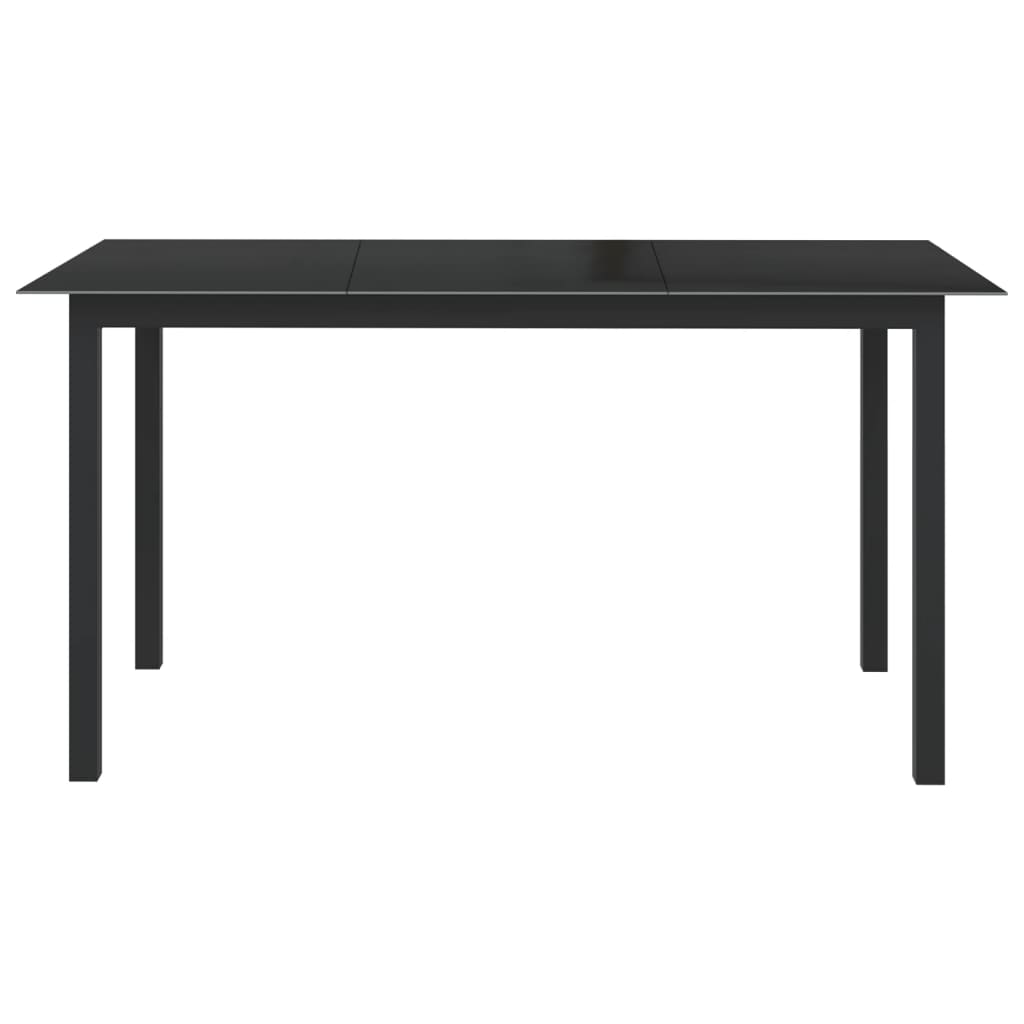 Tavolo da Giardino Nero 150x90x74cm in Alluminio e Vetro | homemem39