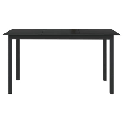Tavolo da Giardino Nero 150x90x74cm in Alluminio e Vetro | homemem39