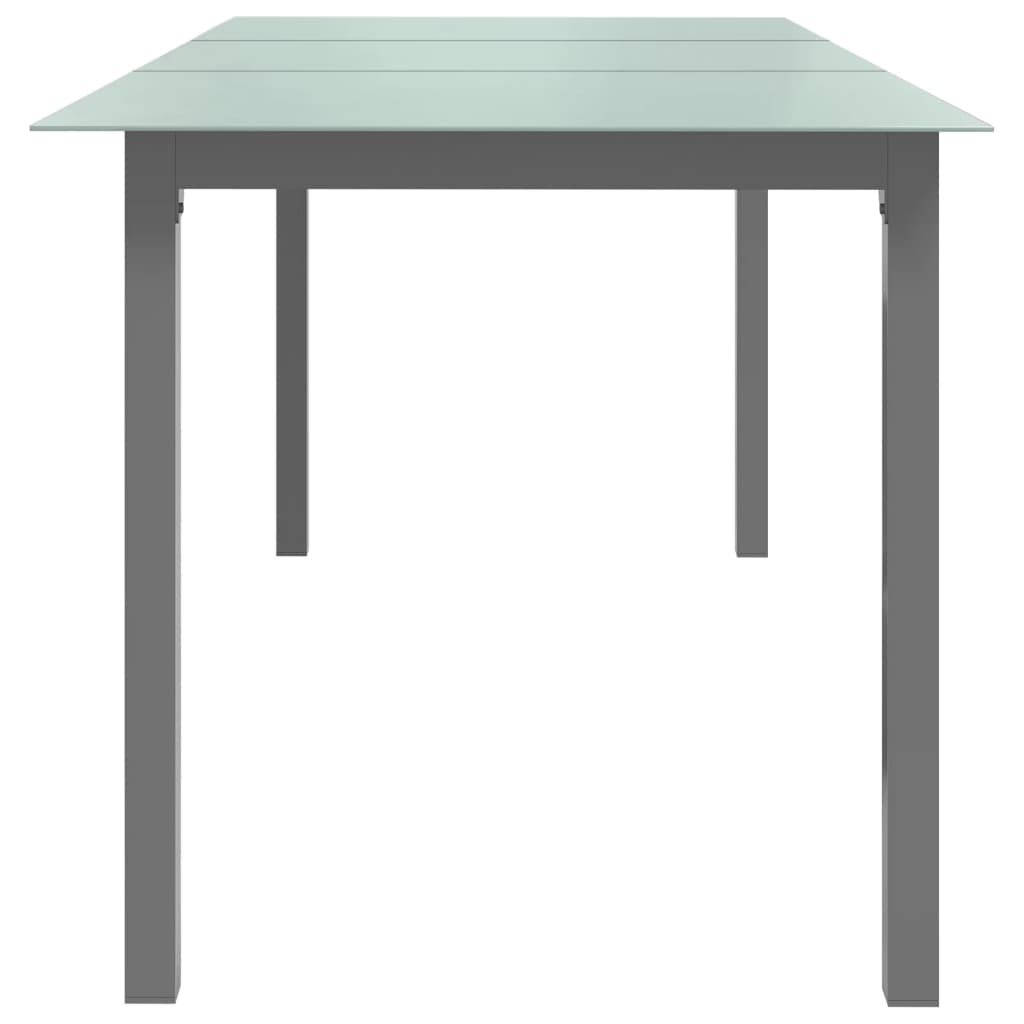 Tavolo da Giardino Grigio Chiaro 190x90x74cm Alluminio e Vetro - homemem39