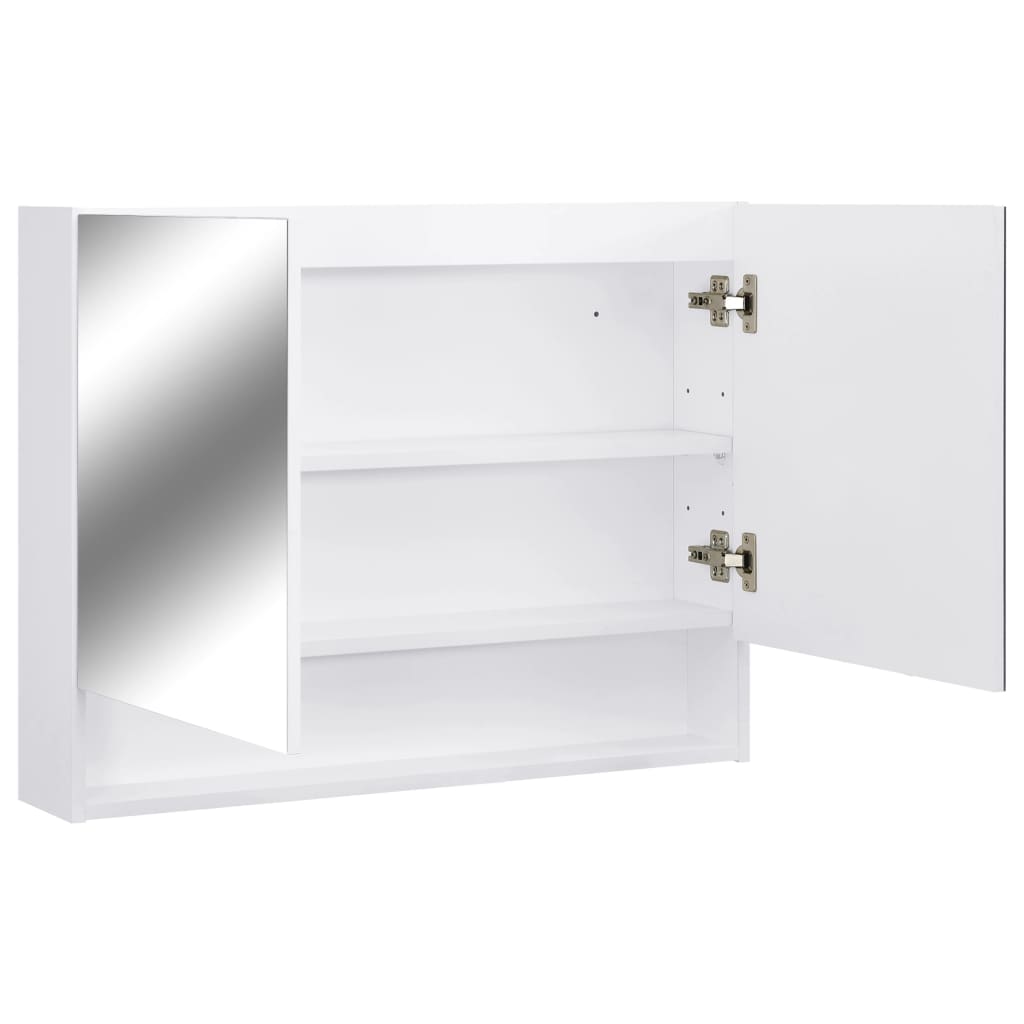 Armadietto a Specchio con LED Bianco 80x15x60 cm in MDF | homemem39