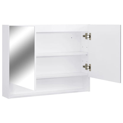 Armadietto a Specchio con LED Bianco 80x15x60 cm in MDF | homemem39