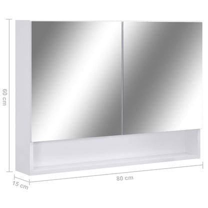 Armadietto a Specchio con LED Bianco 80x15x60 cm in MDF | homemem39