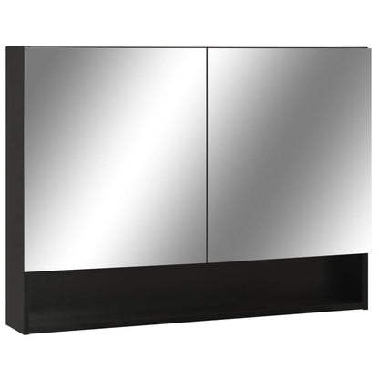 Armadietto a Specchio con LED Nero 80x15x60 cm in MDF | homemem39