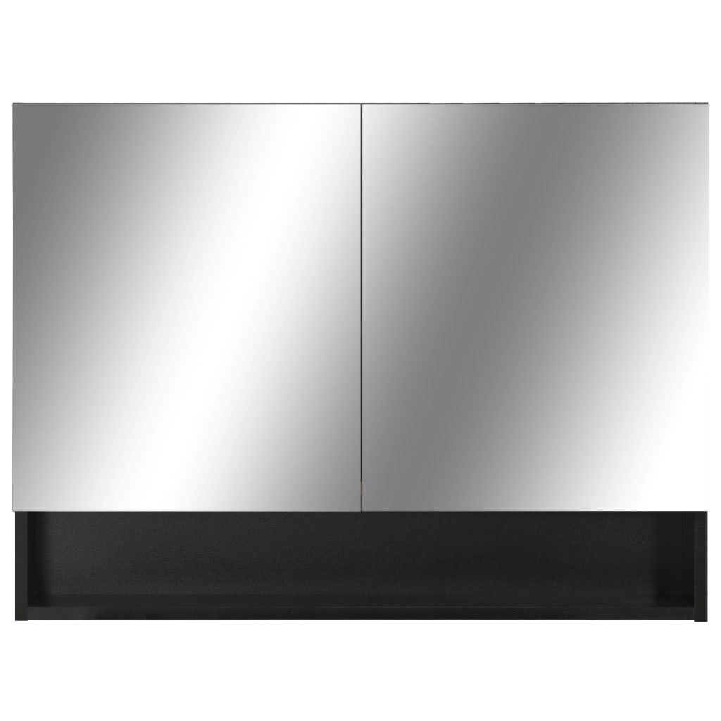 Armadietto a Specchio con LED Nero 80x15x60 cm in MDF | homemem39