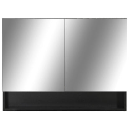 Armadietto a Specchio con LED Nero 80x15x60 cm in MDF | homemem39