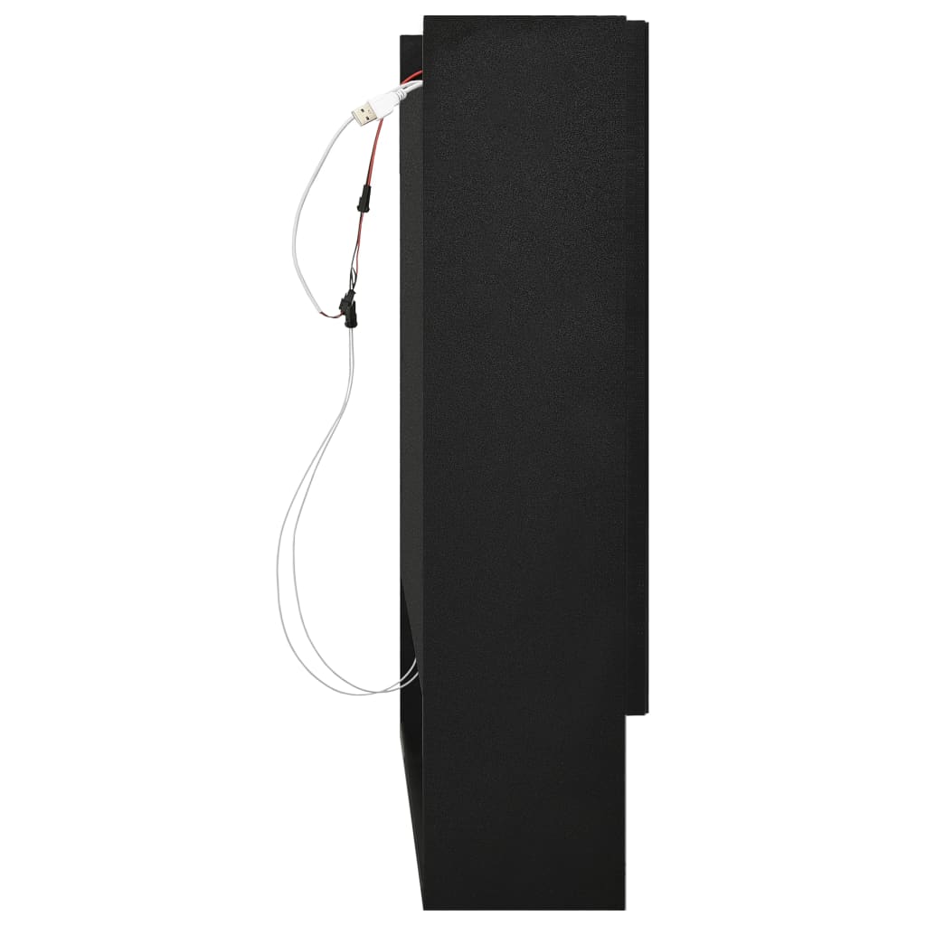 Armadietto a Specchio con LED Nero 80x15x60 cm in MDF | homemem39