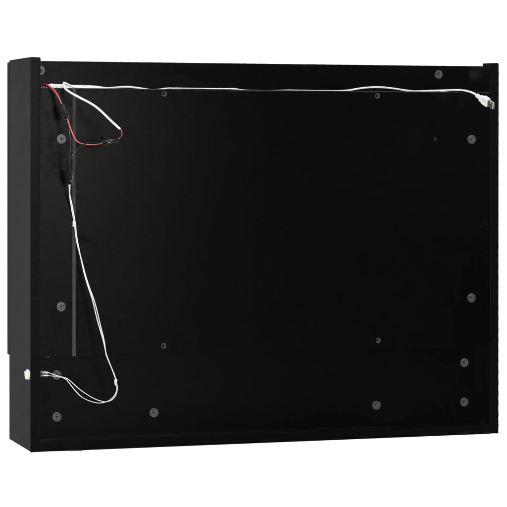 Armadietto a Specchio con LED Nero 80x15x60 cm in MDF | homemem39