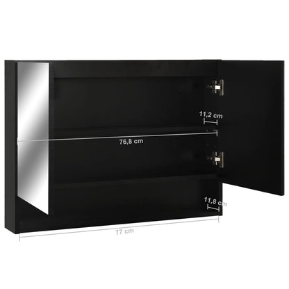 Armadietto a Specchio con LED Nero 80x15x60 cm in MDF | homemem39