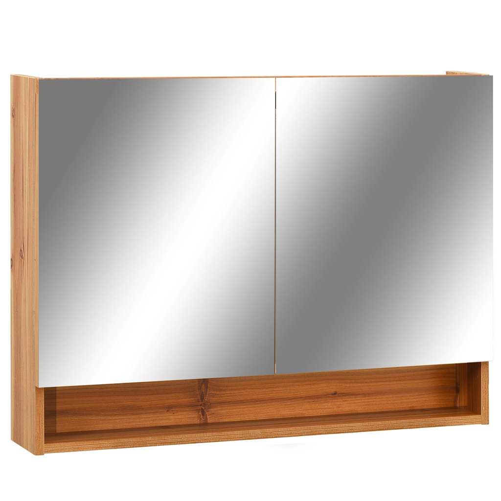 Armadietto a Specchio con LED Rovere 80x15x60 cm in MDF | homemem39