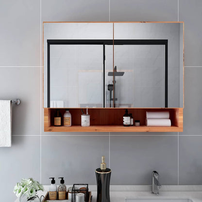 Armadietto a Specchio con LED Rovere 80x15x60 cm in MDF | homemem39