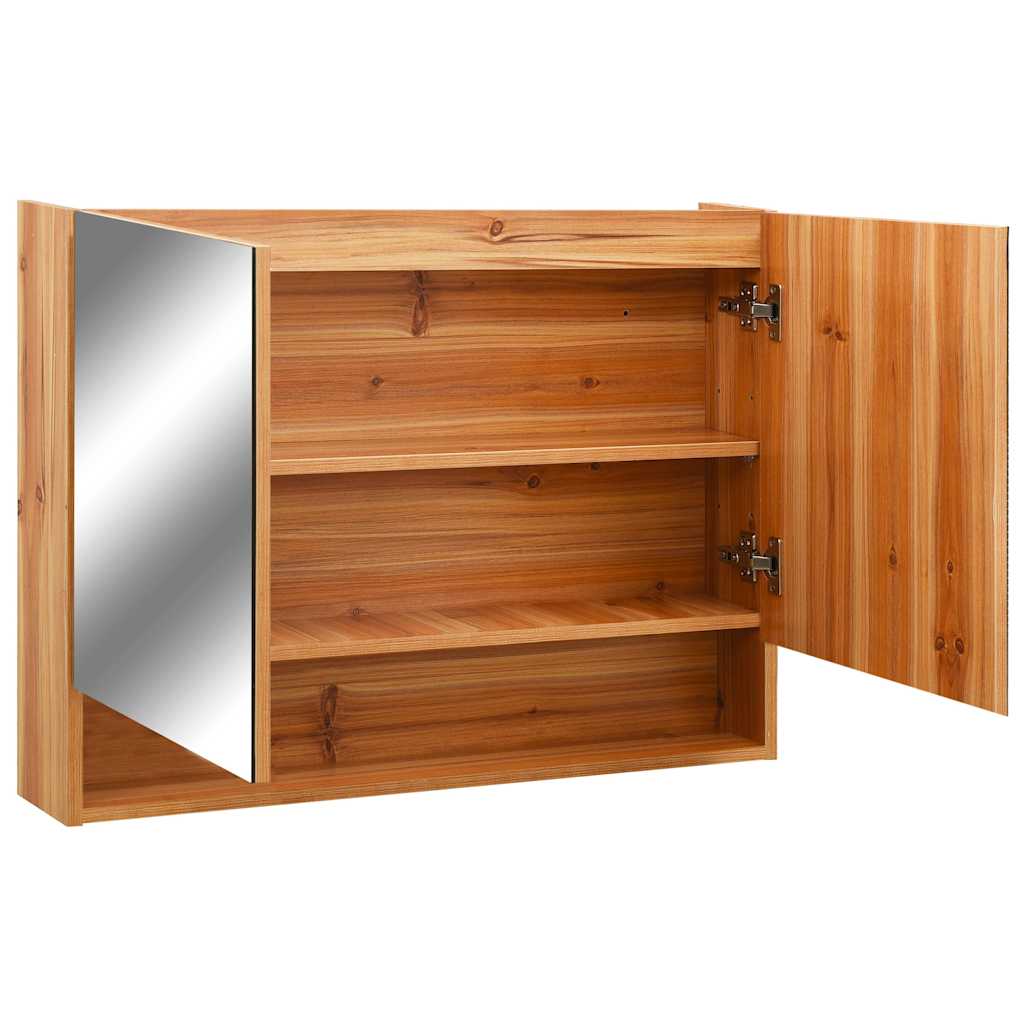 Armadietto a Specchio con LED Rovere 80x15x60 cm in MDF | homemem39
