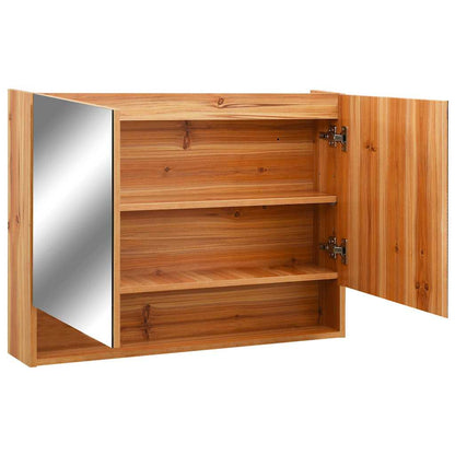 Armadietto a Specchio con LED Rovere 80x15x60 cm in MDF | homemem39