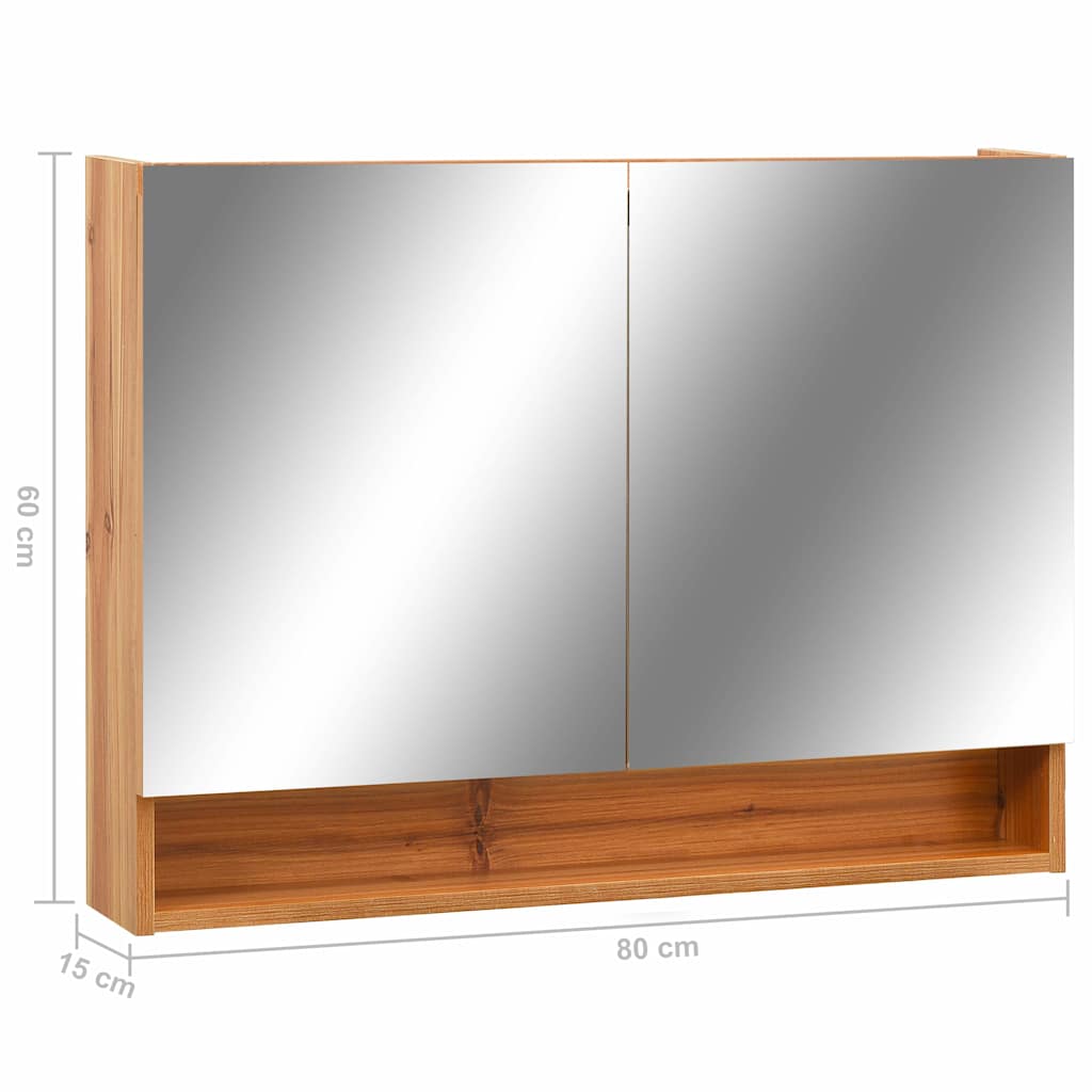 Armadietto a Specchio con LED Rovere 80x15x60 cm in MDF | homemem39