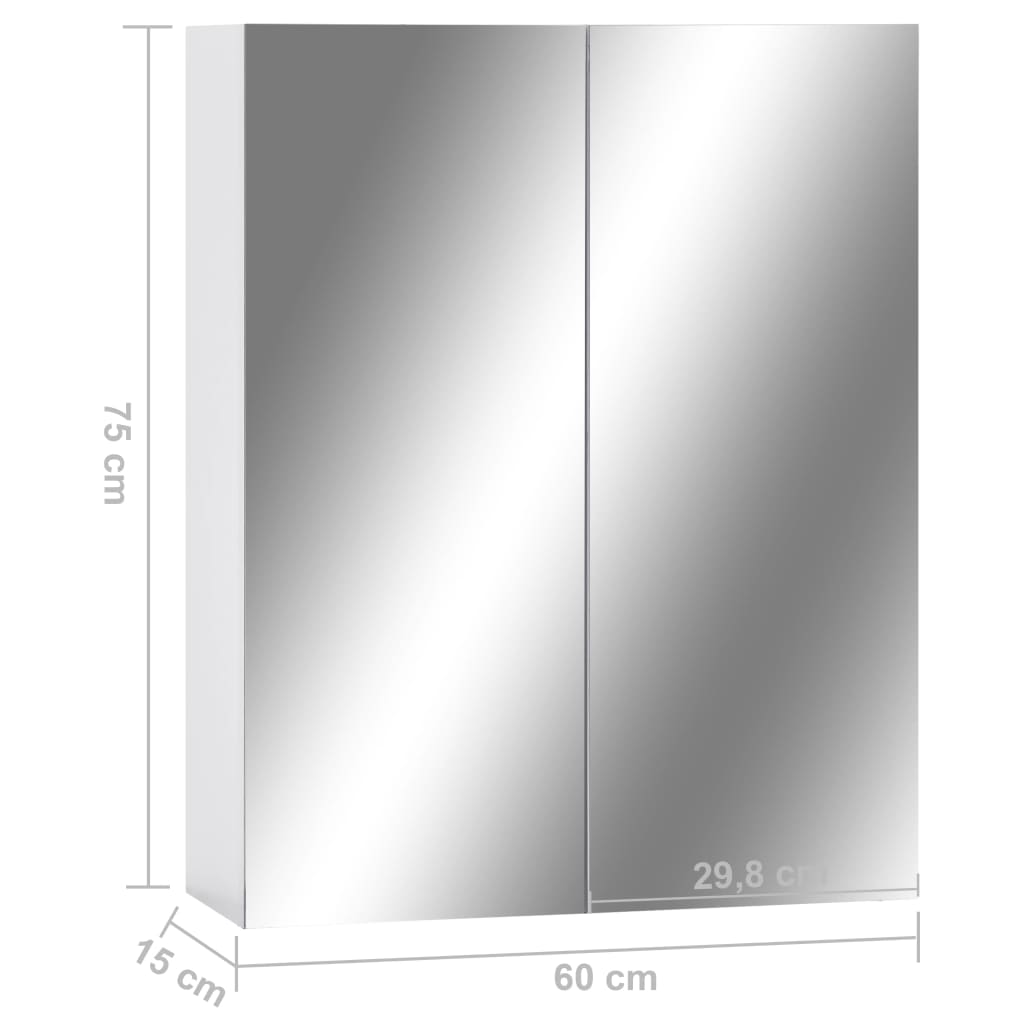 Armadietto a Specchio Bianco 60x15x75 cm in MDF | homemem39