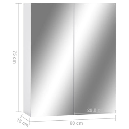 Armadietto a Specchio Bianco 60x15x75 cm in MDF | homemem39