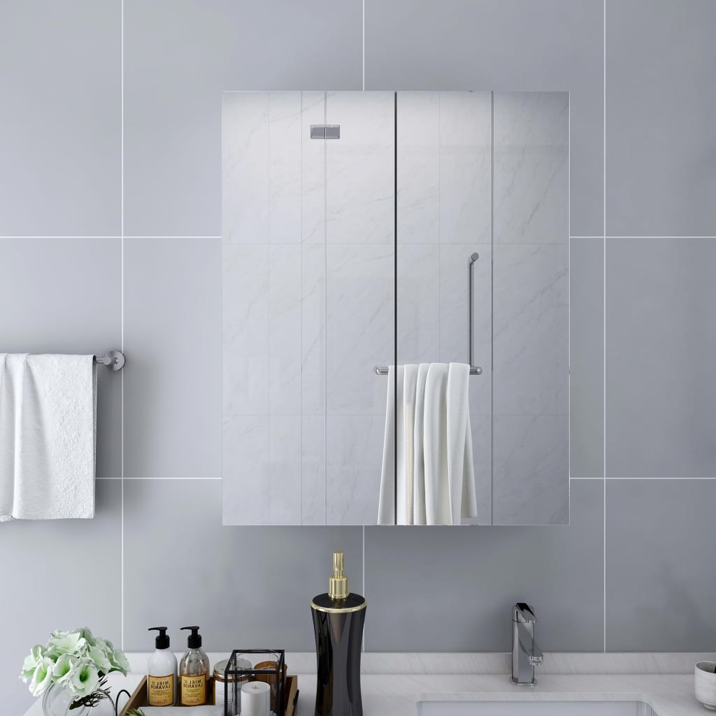 Armadietto a Specchio Bianco 60x15x75 cm in MDF | homemem39