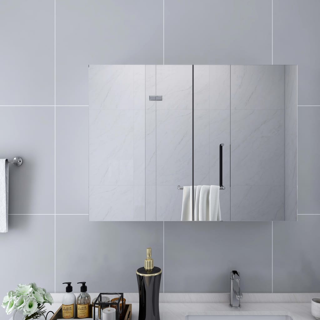 Armadietto a Specchio Bianco 80x15x60 cm in MDF | homemem39