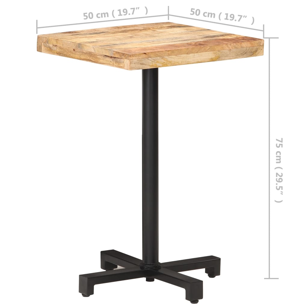 Tavolino da Bistrot Quadrato 50x50x75 cm Legno di Mango Grezzo | homemem39