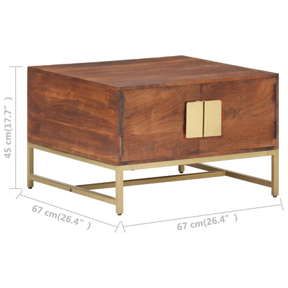 Tavolino Salotto Marrone ambra 67x67x45cm Legno Massello Acacia | homemem39