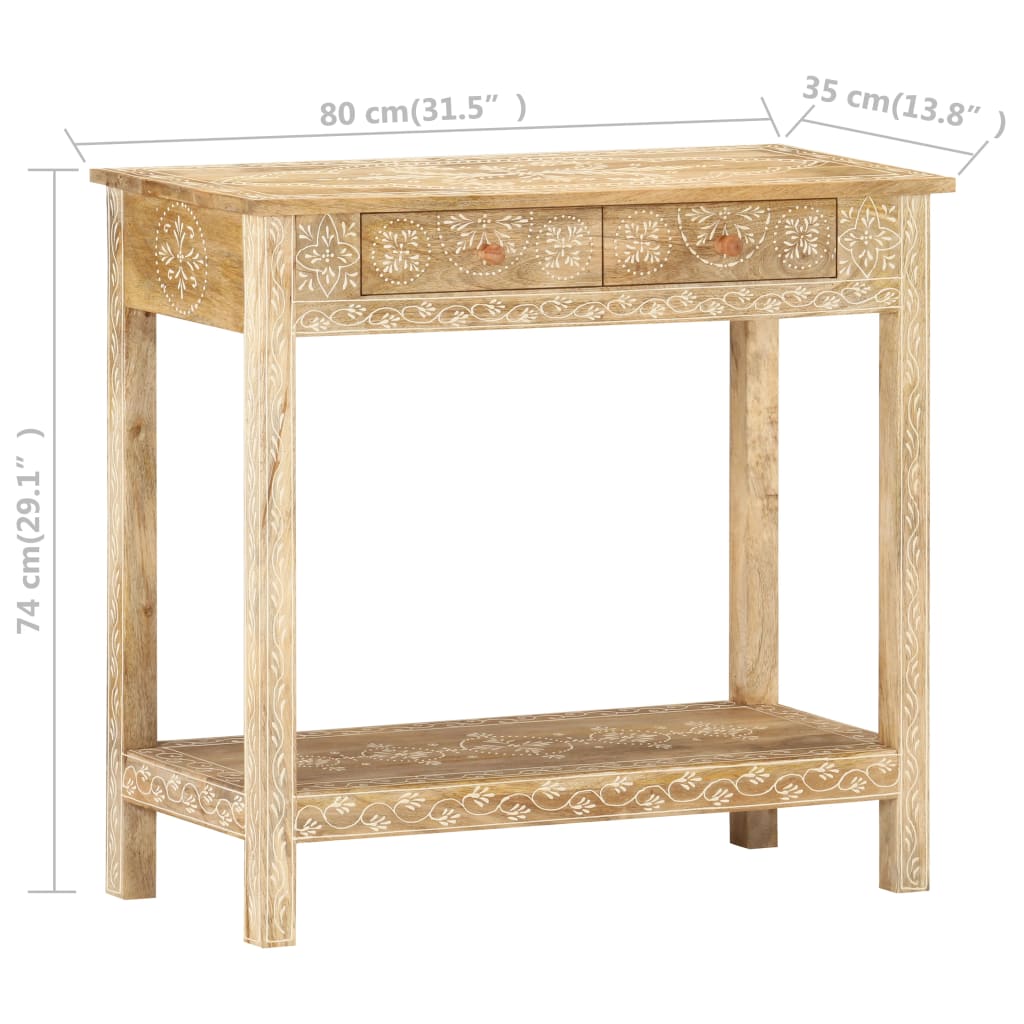 Tavolo Consolle 80x35x74 cm in Legno Massello di Mango - homemem39