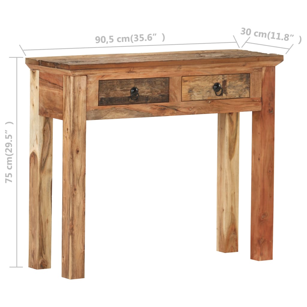 Tavolo Consolle 90,5x30x75cm in Legno di Acacia e di Recupero