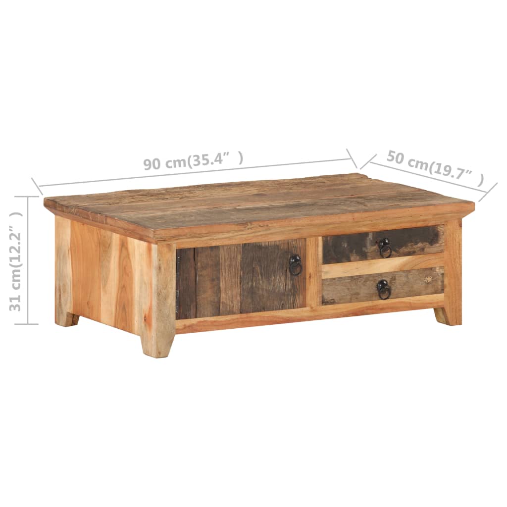 Tavolino da Salotto 90x50x31 cm in Legno Massello di Recupero | homemem39